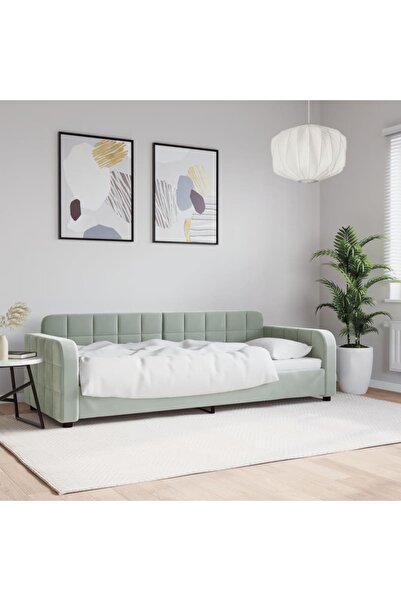 Concept Cadru de pat, gri deschis, 80x200 cm, catifea