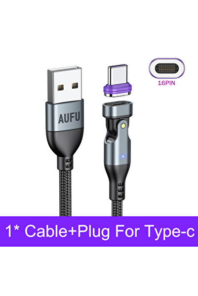 choice2 كابل USB من النوع C مغناطيسي من AUFU بطول 1.8 متر، أسود اللون، مزود ب...