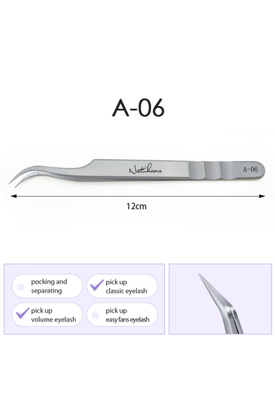 Choice7 ملقط تمديد الرموش A-06 من الفولاذ المقاوم للصدأ، عالي الدقة، فائق الص...