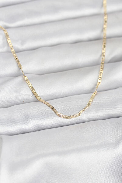 Genel Markalar CM 14K Gold Renk Yassı Zincir Model 60 cm Kadın Kolye