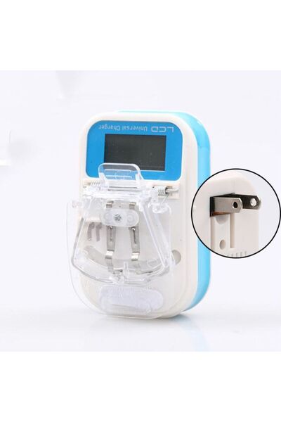 Choice4 شاحن بطارية محمول بمنفذ USB أزرق اللون، مزود بشاشة LCD، ومحول شحن بمق...