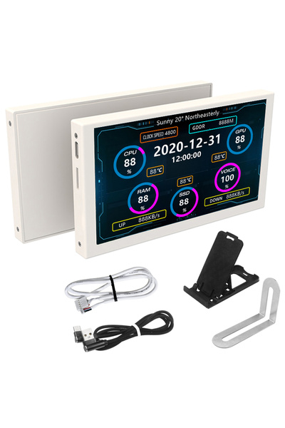 Choice1 شاشة TURZX بيضاء مقاس 5 بوصات، منفذ USB من النوع C، شاشة ثانوية، دقة ...