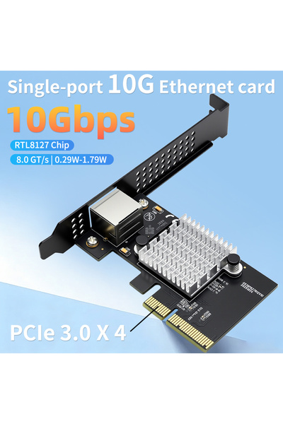 Choice بطاقة شبكة إيثرنت 10 جيجابت من نوع Lekuo PCIe 3.0 X4 إلى منفذ واحد، بط...