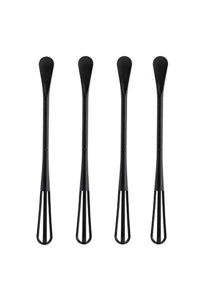 Choice1 مجموعة أدوات خفق بيض يدوية بلاستيكية صغيرة سوداء اللون، 4 قطع ونصف، خ...