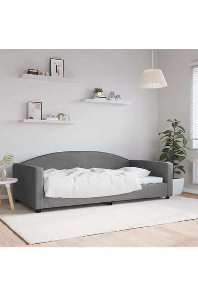 Concept Cadru de pat, gri închis, 100 x 200 cm, material textil