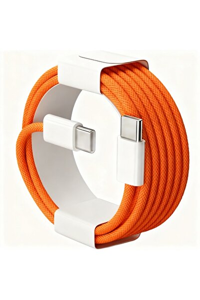 Choice86 كابل شحن سريع USB-C إلى USB-C بطول 2 متر، برتقالي اللون، من قطعة إلى...