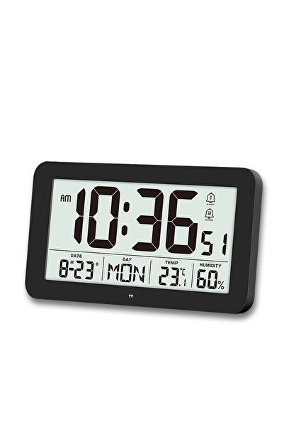 Choice 8.5 inch black Large Digital Wall Clk with Temperature Humidity Calend...