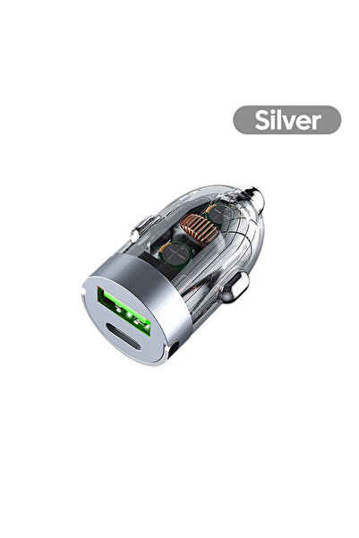 Choice Silvery Elough 120W Car Charger QC3.0 USB Type C Quick Charge Transpar...