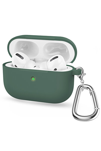 Choice17 جراب سيليكون أخضر زيتوني اللون لسماعات AirPods Pro، مزود بخطاف، جراب...