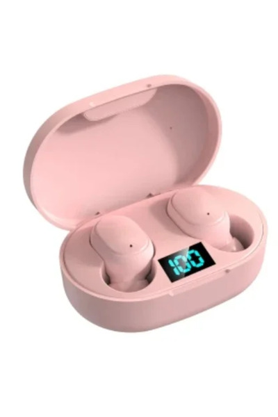 Choice4 سماعات أذن بلوتوث لاسلكية E6S TWS وردية اللون، مزودة بخاصية إلغاء الض...