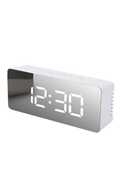 Choice1 White Digital Alarm Clk LED Electronic Desktop Clk with Temperature f...