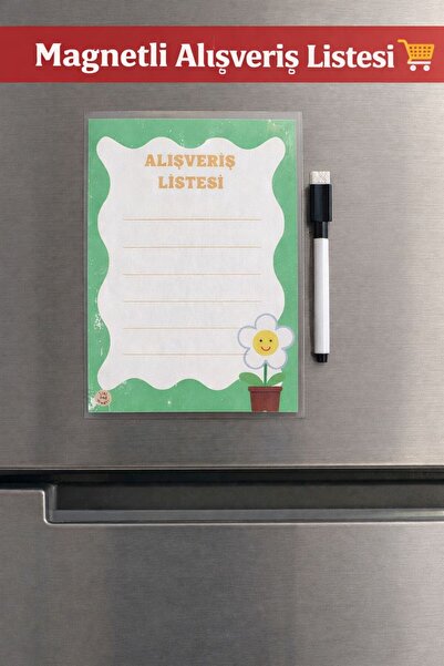 Tint and Treats Buzdolabı Alışveriş Listesi A5 – Laminasyonlu Yaz Sil – Magne...