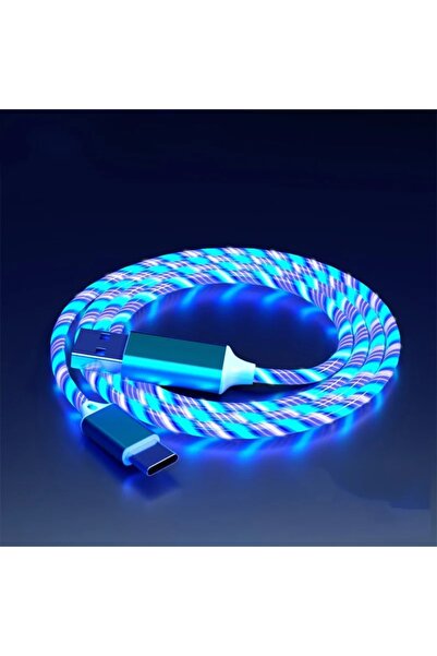 choice2 كابل USB-C بطول متر واحد مزود بإضاءة LED زرقاء متوهجة، 3 في 1، لشحن س...