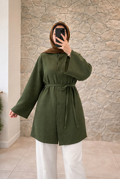 Mina Terzi&Butik Dügmeli kuşaklı gömlek