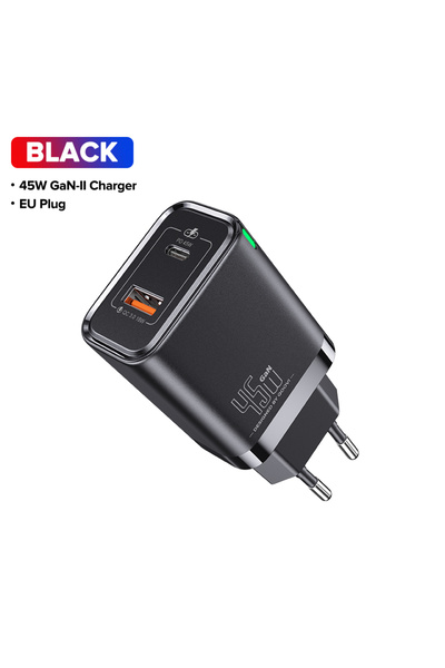 Choice3 45W EU PLUG QOOVI GaN 65W Charger USB Type C Fast Charging Quick Char...