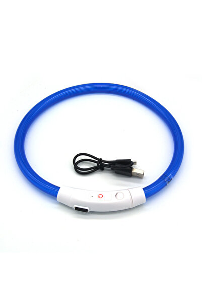 Choice16 S(40cm) Blue USB Rechargeable LED Fiber Optic Collar for Pets Lumino...