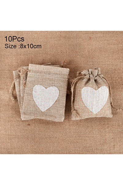 Choice1 10 قطع B02 10 قطع حقيبة من كتان الطبيعي والخيش على شكل قلب، أكياس من ...