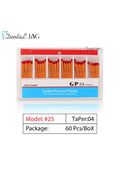 Choice نقاط غوتا بيرشا مخروطية GP04 مقاس 25 لعلاج قناة الجذر، أطراف من ألياف ...