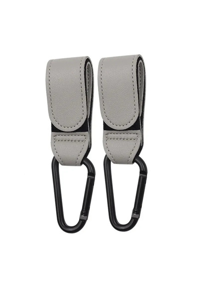 choice2 A0367-Gray 2pc Wholesale 2pcs PU Leather Hook for Baby Rotatable Cart...