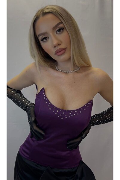 A.S.Signature Purple corset with rhinestones