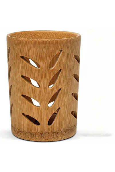 Choice حامل فرشاة أسنان من بامبو بتصميم ورقة الشجر، كوب فرشاة أسنان للحمام مع...