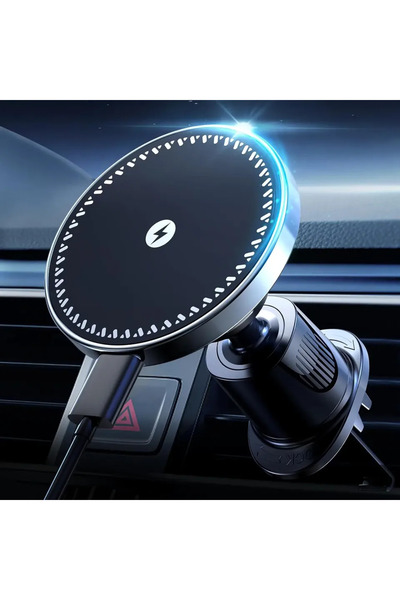 Choice شاحن سيارة لاسلكي مغناطيسي أسود من UYUXIO، يُثبّت على فتحة التهوية، بق...