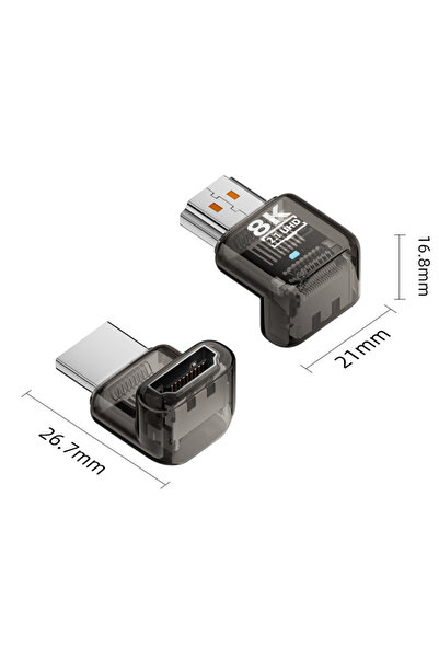 Choice4 كابل HDMI 2.1 شفاف بدقة 8K60HZ، محول بزاوية 90 درجة لأعلى/لأسفل/لليسا...