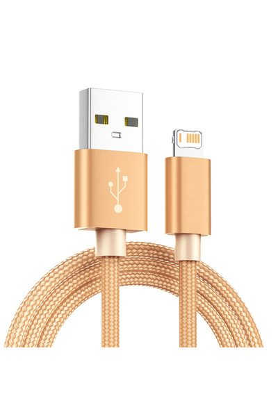 Choice3 كابل شحن سريع USB ذهبي اللون بطول متر واحد، مصنوع من النايلون المضفر،...