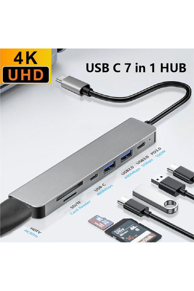 Choice DLY-20 7 in 1 USB C Hub, 5 in 1 Multiport Adapter with HDTV 4K30Hz, US...