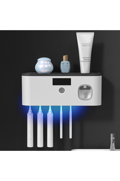 Choice معقم فرش أسنان ذكي أسود اللون يعمل بالأشعة فوق البنفسجية مع موزع معجون...