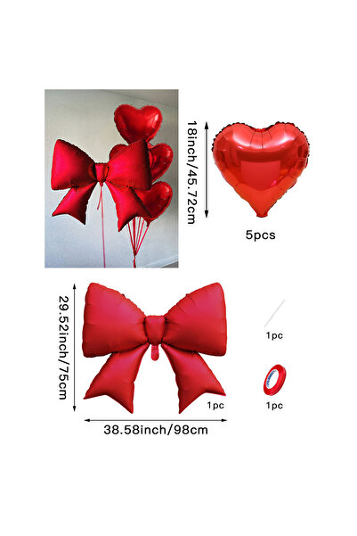 Choice ٦ قطع من بالونات حمراء غير لامعة مزينة بفيونكات، مثالية كهدية للعروس ف...