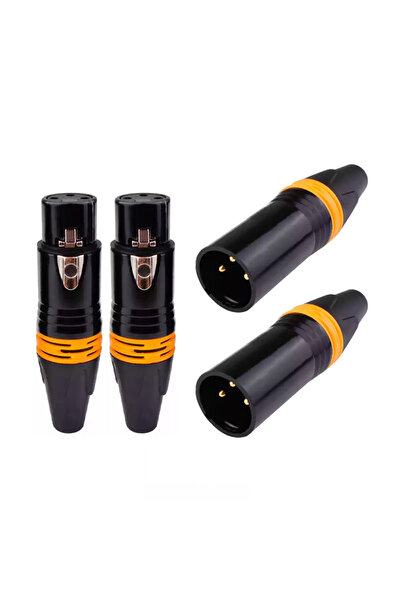 Choice1 4Pcs YELLOW 2 Pairs XLR DMX 3 Pin Microphone Audio Cables Plug Connec...