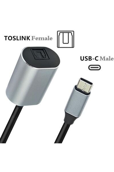 Choice هيكل أسود من الألومنيوم بطول 20 سم، موصل USB-C ذكر إلى TOSLINK أنثى، ي...