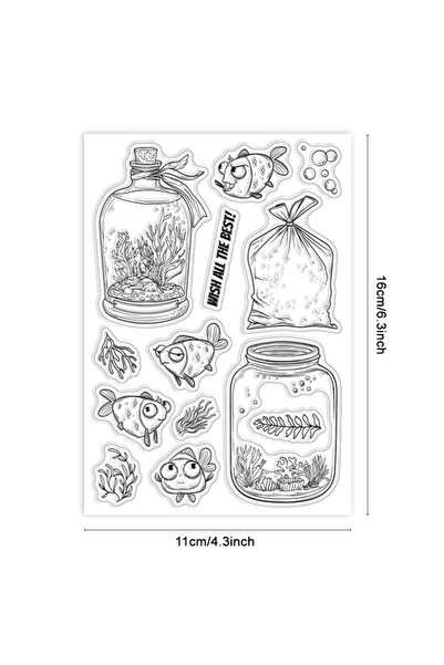 Choice6 AECH06-02194 ورقة واحدة من طوابع شفافة بنص "بركة ورقة الجنكة" لصنع ال...