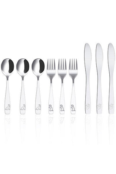 Choice طقم أدوات مائدة للأطفال مكون من 9 قطع، مصنوع من الفولاذ المقاوم للصدأ ...