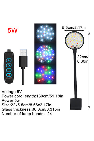 Choice 5W USB Aquarium LED Lamp Fish Tank Light Decor Aquatic Plant Multiple ...