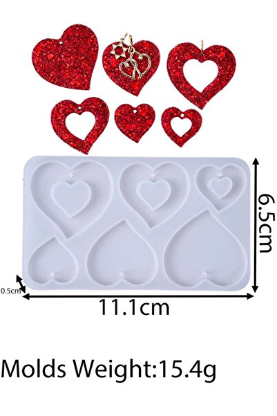 Choice3 01 Heart Series Earrings Silicone Mold DIY Love Pendant Necklace Keyc...