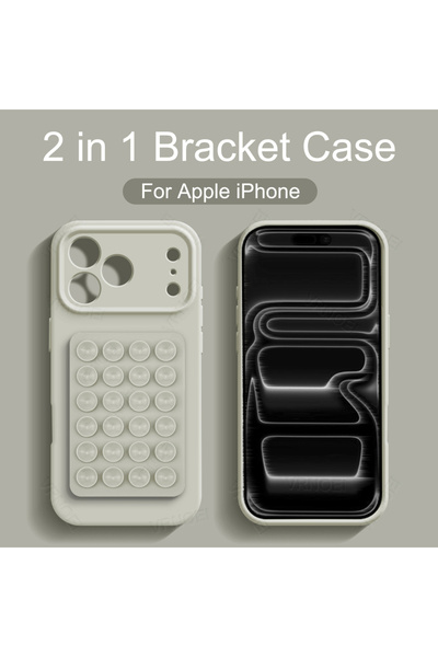 Choice iPhone 15 Beige Silicone Suction cup holder case For iPhone 17 14 12 1...