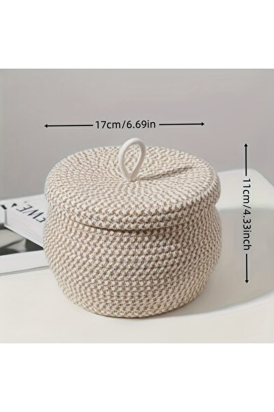 Choice Light Yellow Bohemian Storage Basket with Lid | Self-Supporting Organi...