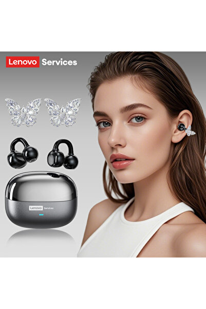 Choice16 سماعات أذن لاسلكية لينوفو LE302 OWS رمادية اللون بتصميم فراشة، مزودة...