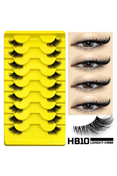 Choice3 9pairs-HB10 Veltrinay Half Lashes Natural Fake Lashes Wispy Cat Eye L...