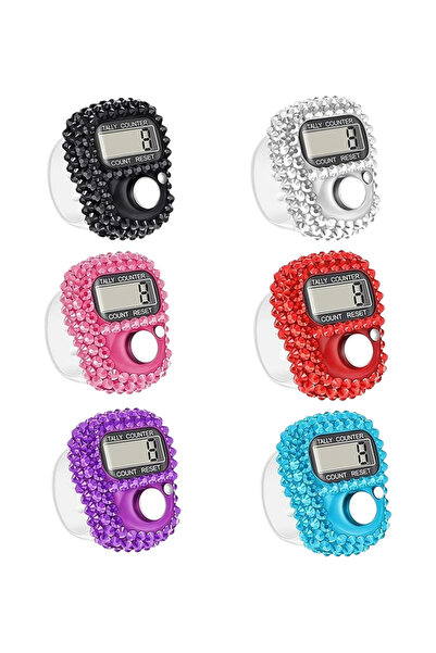 choice2 6 قطع، متوفرة بـ 6 ألوان، عداد أصابع مرصع بأحجار الراين اللامعة، جهاز...