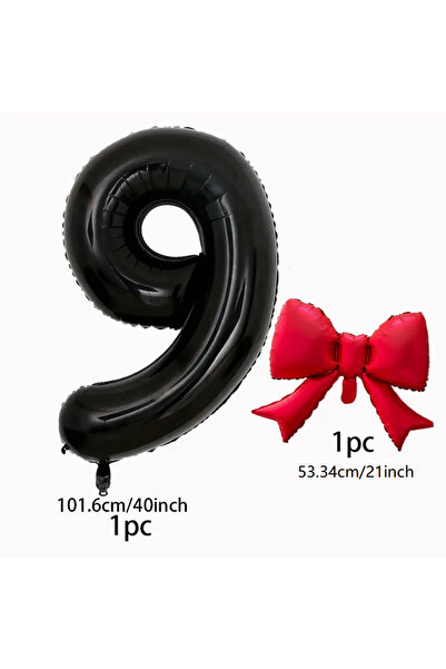 Choice Other number set 9 40inch black digital balloon set with red bow alumi...
