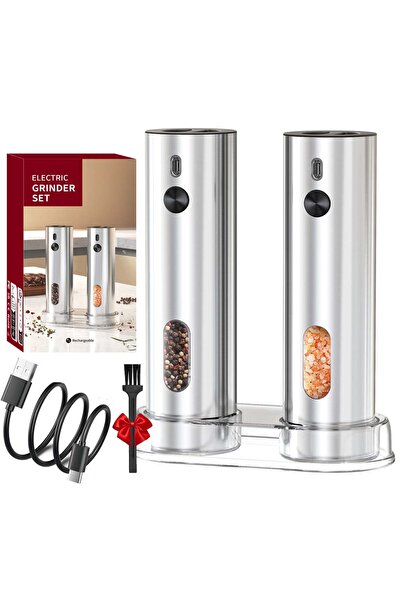 Choice1 1Set USB Rechargeable Salt and Pepper Grinder Set Stainless Steel Ele...