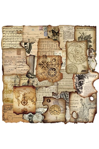 Choice 50 قطعة من ملصقات محروقة عتيقة، ملصقات زخرفية إبداعية تاريخية لسجلات ا...