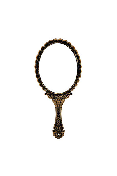 Choice1 مرآة زينة يدوية عتيقة منحوتة من النحاس، مرآة مكياج يدوية بمقبض،