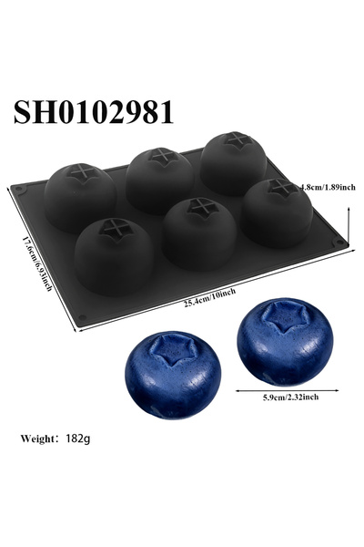 Choice1 قالب كيك موس التوت الأزرق ذو 6 تجاويف، قالب حلوى على شكل فاكهة، قالب ...