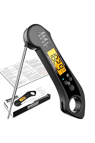 Choice مقياس حرارة طعام رقمي كبير بشاشة LCD سوداء مطورة، سريع القياس، لقياس د...