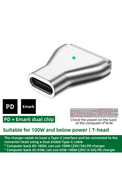 Choice4 Magsafe2 T-Straight USB C to Magsafe2 PD Fast Charging Magnetic Conne...