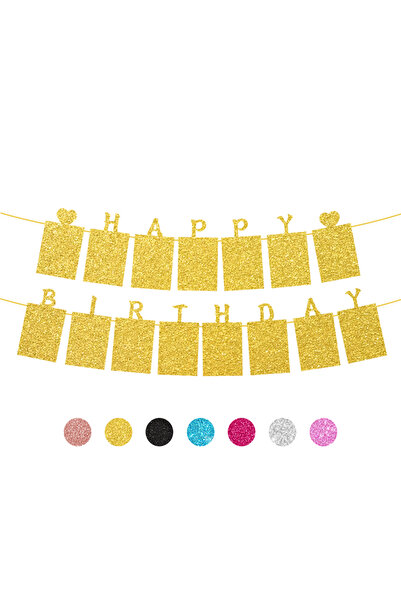 Choice6 Gold Happy Birthday photo banner, birthday party background banner, b...